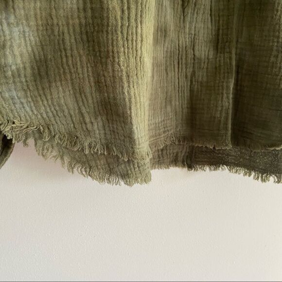 Cloth & Stone Tie Dye Muslin Long Sleeve Green Top XS - Picture 3 of 5